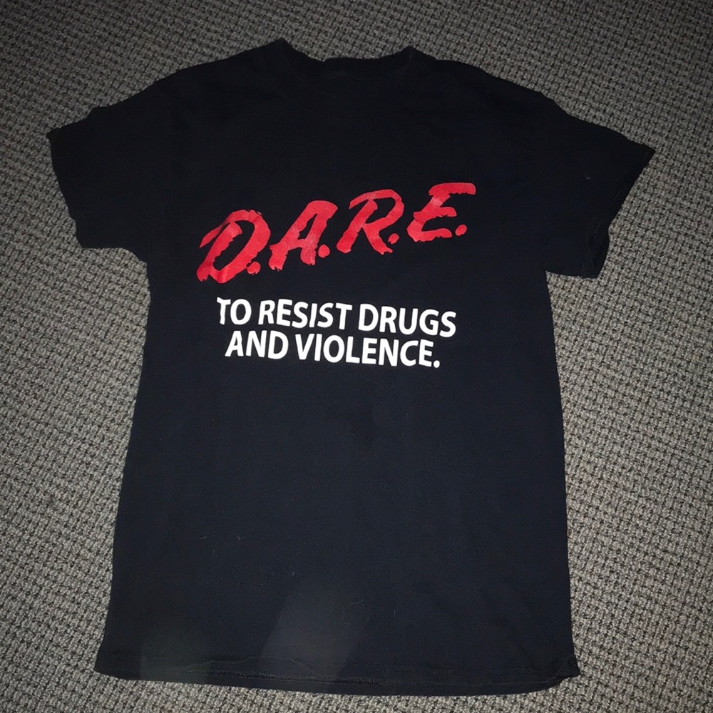 D.A.R.E. Men's Short Sleeve Graphic Tee - Black with Red & White Print
